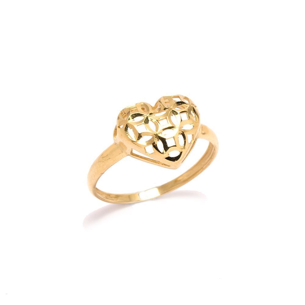 Anel Cora��o Vazado em Ouro 18 Kilates - 23791